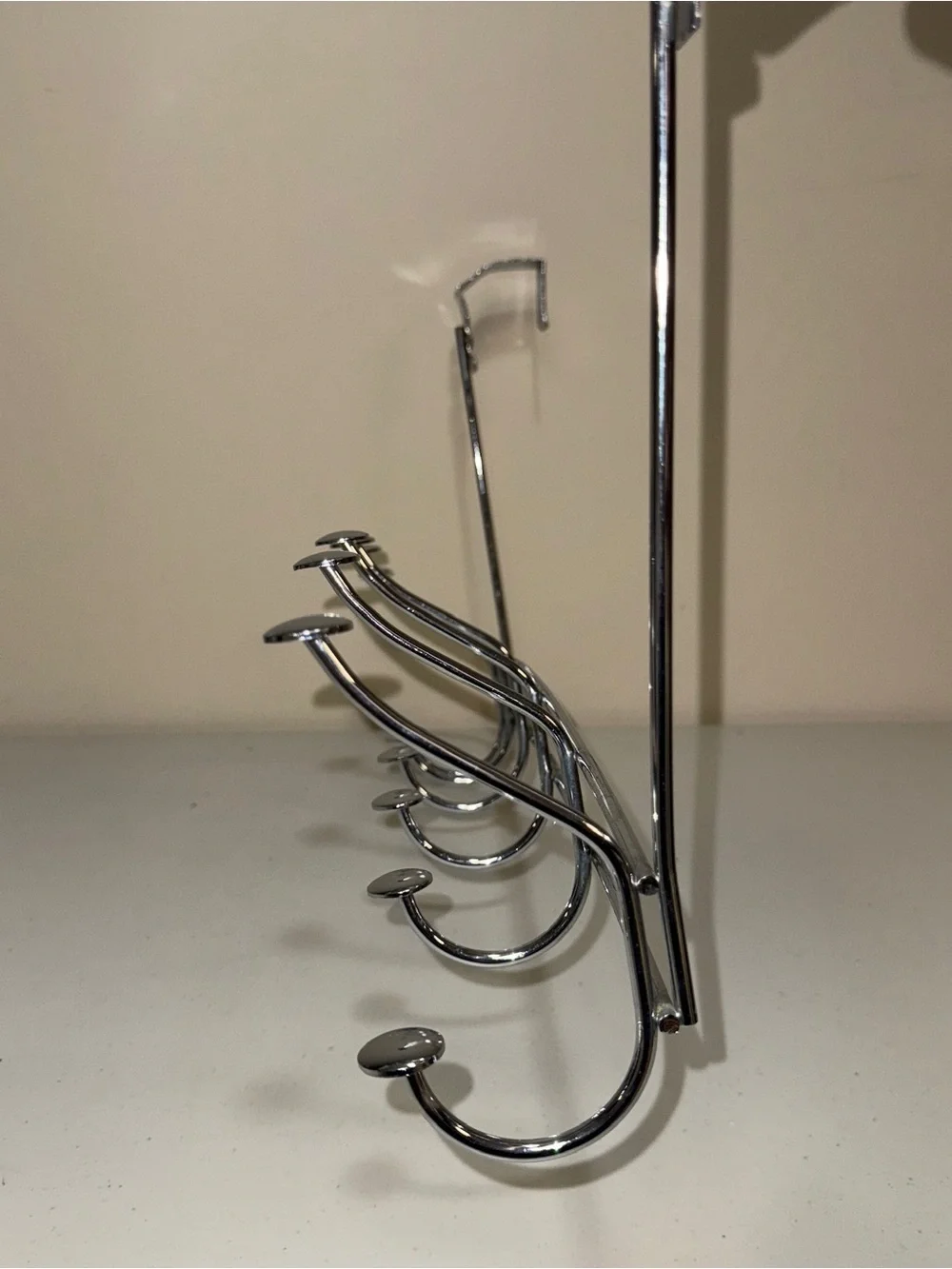 Door Hanger 6 Hook Rack Chrome Metal Silver Bathroom Towel Holder Room Organize